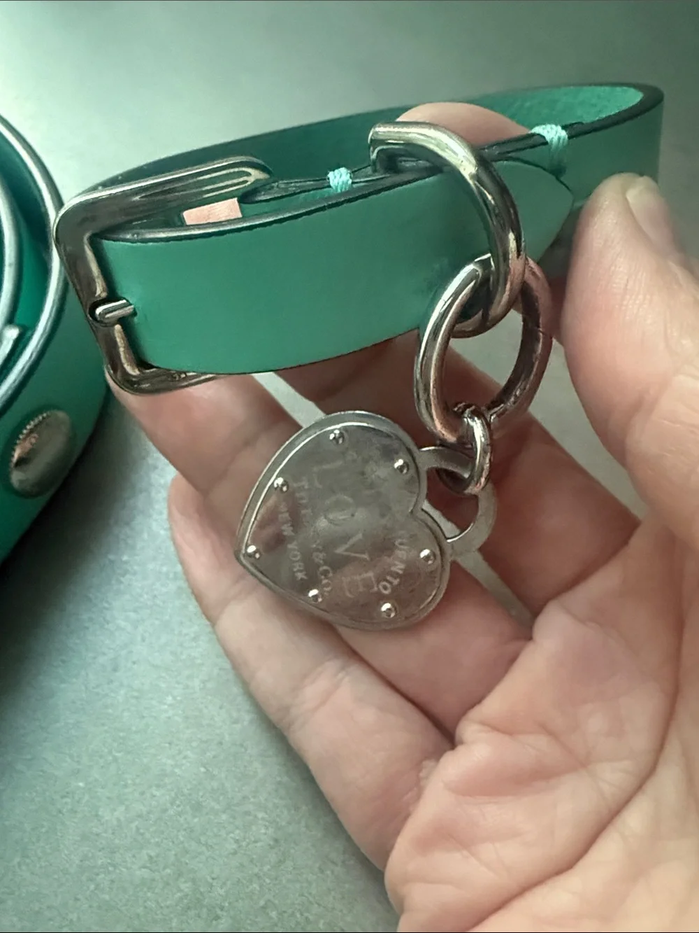 Tiffany Leather Dog Leash and Collar Set. XS colar size.